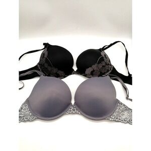 Maidenform Womens Bras‎ Black 34D Lot of 2 Push Up Underwire Padded Back Close